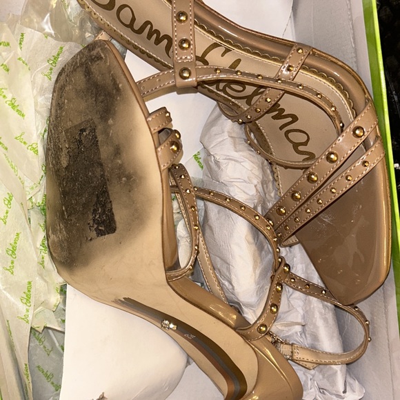 Sam Edelman Women’s Lennox Heeled Studded Tan Leather Sandals - Picture 7 of 7